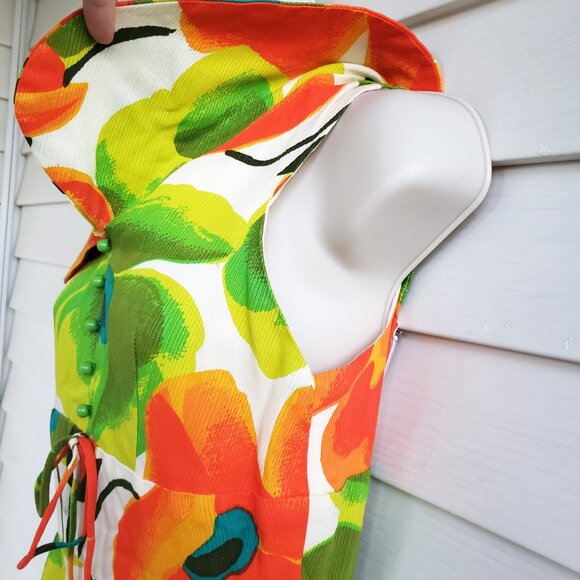 Vintage 70s Miss Donna Hawaiian style maxi dress cotton - Picture 8 of 9